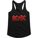 Acdc-Distress Red-Black Ladies Slimfit Racerback-S - Black