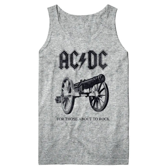 Acdc-About To Rock Again-Gray Heather Adult Tank-S - Gray Heather