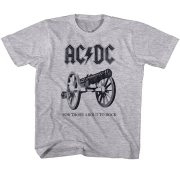 Acdc-About To Rock Again-Gray Heather Youth S/S T-Shirt (7-8) - Gray Heather