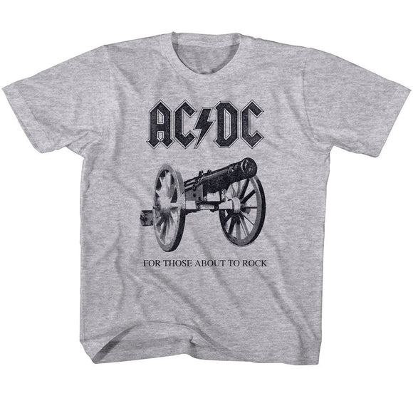 Acdc-About To Rock Again-Gray Heather Youth S/S T-Shirt (7-8) - Gray Heather