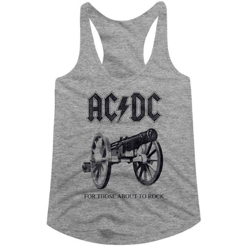 Acdc-About To Rock Again-Gray Heather Ladies Slimfit Racerback-S - Gray Heather