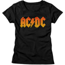 Acdc-Distress Orange-Black Ladies S/S T-Shirt - Black