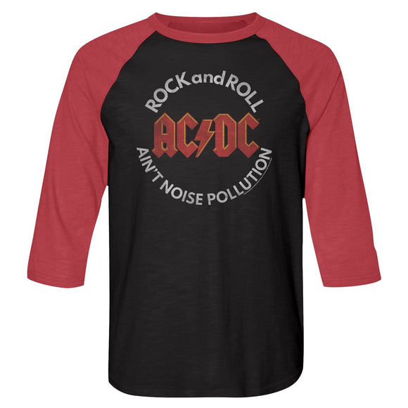Acdc-Noise Pollution-Vintage Black/Vintage Red Adult 3/4 Sleeve Raglan-S - Vintage Black/Vintage Red