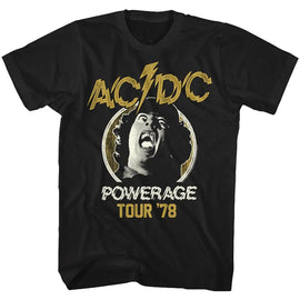 Acdc-Powerage Tour-Black Adult S/S T-Shirt - Black