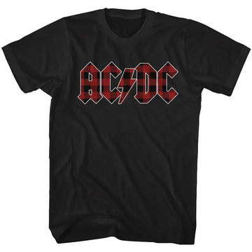 Acdc-Back In Plaid-Black Adult S/S T-Shirt - Black