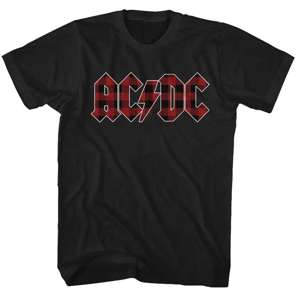 Acdc-Back In Plaid-Black Adult S/S T-Shirt - Black