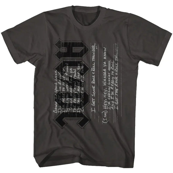 Acdc-Rock And Roll Thunder Tour-Smoke Adult S/S T-Shirt - Smoke