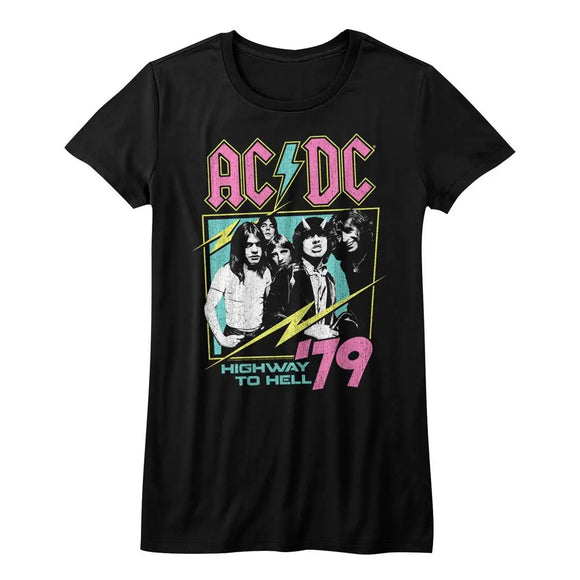 Acdc-Neon Highway-Black Ladies S/S T-Shirt - Black