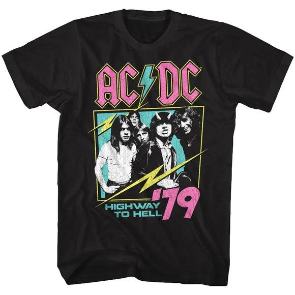 Acdc-Neon Highway-Black Adult S/S T-Shirt - Black