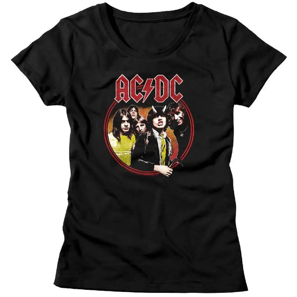 Acdc-Highway To Hell Circle-Black Ladies S/S T-Shirt - Black
