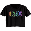 Acdc-Rainbow Logo-Black Ladies S/S Festival Cali Crop-S - Black