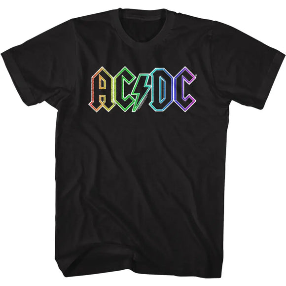 Acdc-Rainbow Logo-Black Adult S/S T-Shirt - Black