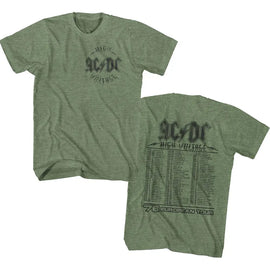 Acdc-Hv 76 Tour-Military Green Heather Adult S/S T-Shirt ***F&B*** ***Lpa*** - Military Green Heather