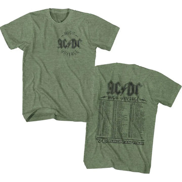 Acdc-Hv 76 Tour-Military Green Heather Adult S/S T-Shirt ***F&B*** ***Lpa*** - Military Green Heather
