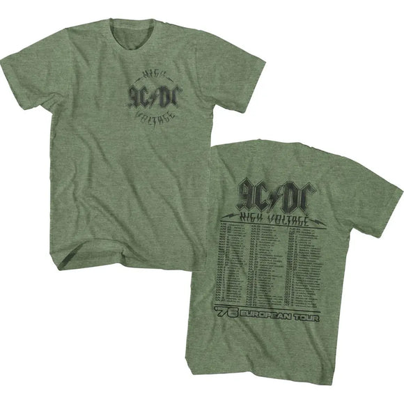 Acdc-Hv 76 Tour-Military Green Heather Adult S/S T-Shirt ***F&B*** ***Lpa*** - Military Green Heather