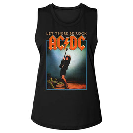 Acdc-Let There Be Rock-Black Ladies Muscle Tank-S - Black