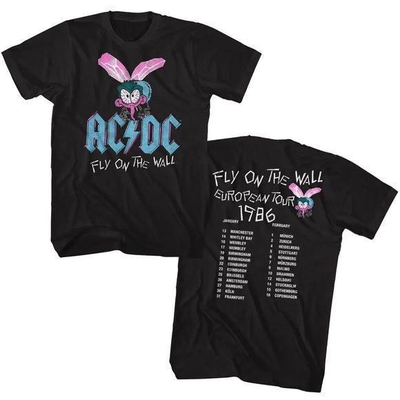 Acdc-Fly Wall Euro Tour-Black Adult S/S T-Shirt ***F&B*** - Black