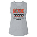 Acdc-Cannons Salute-Platinum Ladies Slub Sleeveless Crew Neck Tee-S - Platinum