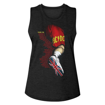 Acdc-Acdc Leg-Black Ladies Slub Sleeveless Crew Neck Tee-S - Black