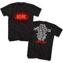 Acdc-Pwrup Track List-Black Adult S/S T-Shirt ***F&B*** - Black
