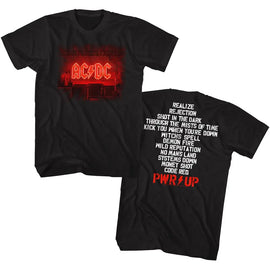 Acdc-Pwrup Track List-Black Adult S/S T-Shirt ***F&B*** - Black