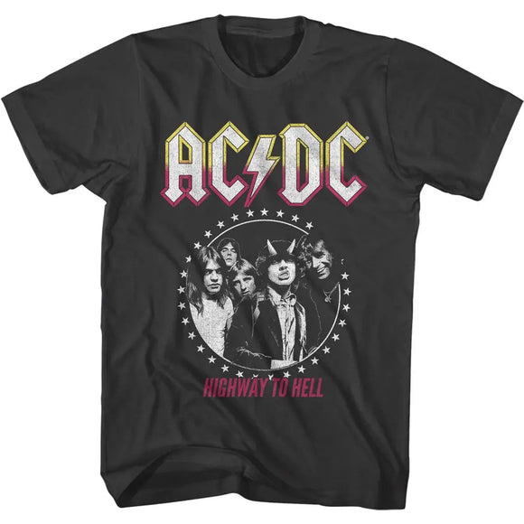 Acdc-Acdc Circle Stars-Smoke Adult S/S T-Shirt - Smoke
