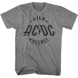 Acdc-Acdc Hivolt One Color-Graphite Heather Adult S/S T-Shirt - Graphite Heather