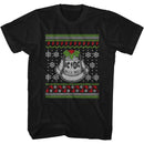 Ac/Dc Tacky Christmas Sweater Black Adult S/S T-Shirt S - Black