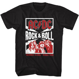 Acdc-Acdc Rock And Roll Lightning-Black Adult S/S T-Shirt - Black