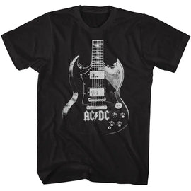 Acdc-Acdc Angus Guitar-Black Adult S/S T-Shirt - Black
