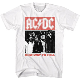 Acdc-Acdc Highway To Hell-White Adult S/S T-Shirt - White