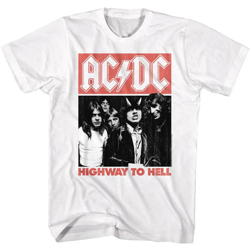 Acdc-Acdc Highway To Hell-White Adult S/S T-Shirt - White