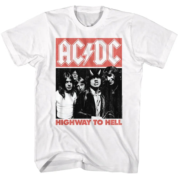 Acdc-Acdc Highway To Hell-White Adult S/S T-Shirt - White