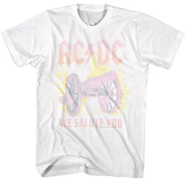 Acdc-Acdc Flame Cannon-White Adult S/S T-Shirt - White
