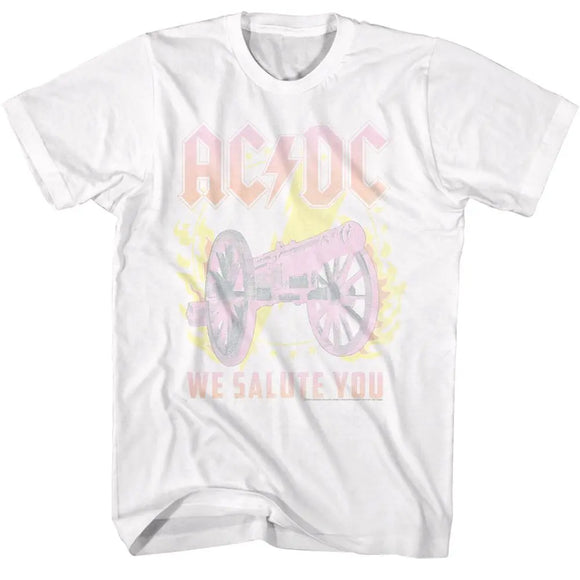 Acdc-Acdc Flame Cannon-White Adult S/S T-Shirt - White