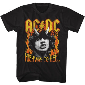 Acdc-Acdc Highway To Hell Fire-Black Adult S/S T-Shirt - Black