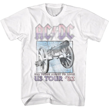 Acdc-Acdc Those About To Rock Tour-White Adult S/S T-Shirt - White