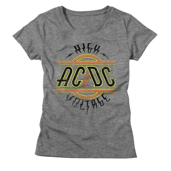 Acdc-High Voltage-Deep Heather Ladies S/S T-Shirt - Deep Heather