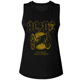 Acdc-Acdc Monochrome Ftatr-Black Ladies Muscle Tank-S - Black