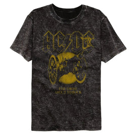 Acdc-Acdc Monochrome Ftatr-Mineral Wash Black Adult S/S T-Shirt - Black