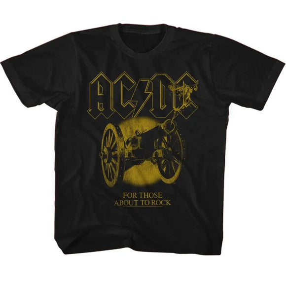 Acdc-Acdc Monochrome Ftatr-Black Youth S/S T-Shirt (7-8) - Black