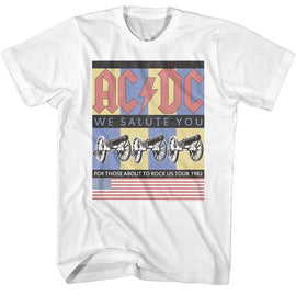 Acdc-Acdc Flag We Salute You-White Adult S/S T-Shirt - White