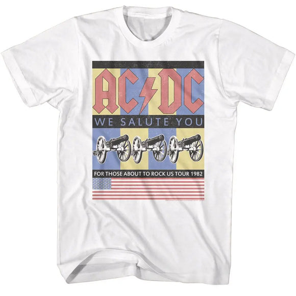 Acdc-Acdc Flag We Salute You-White Adult S/S T-Shirt - White