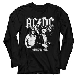 Acdc-Acdc Bw Highway Photo-Black Adult L/S T-Shirt - Black