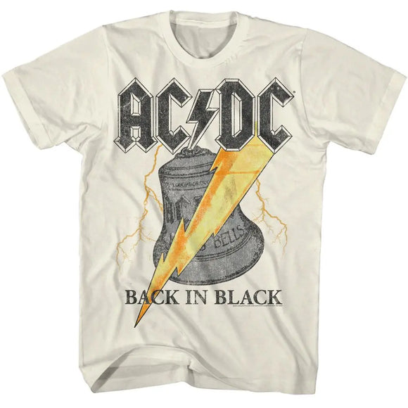 Acdc-Acdc Back In Black Hell Bell-Natural Adult S/S T-Shirt - Natural