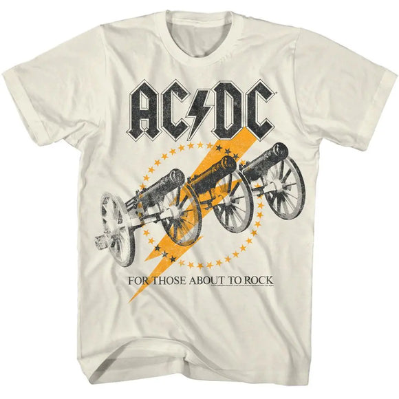 Acdc-Acdc Flashy Cannons-Natural Adult S/S T-Shirt - Natural