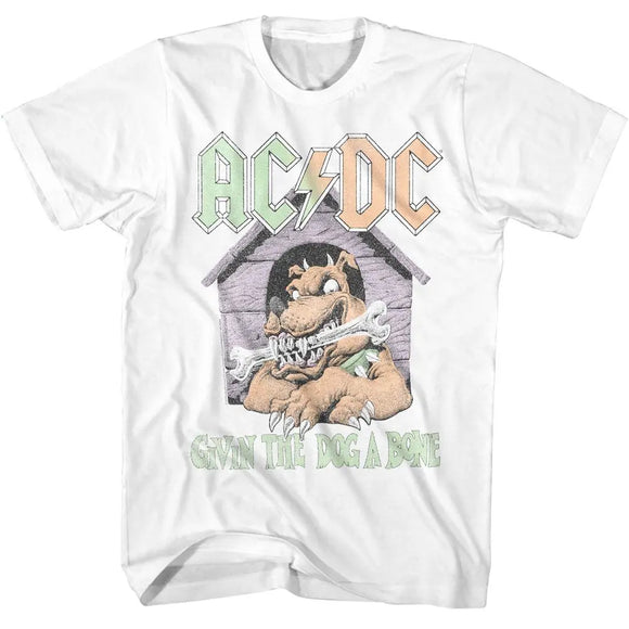 Acdc-Acdc Givin The Dog A Bone-White Adult S/S T-Shirt - White