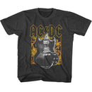 Acdc-Acdc Fire And Guitar-Vintage Smoke Youth S/S T-Shirt-Xs (5-6) - Vintage Smoke