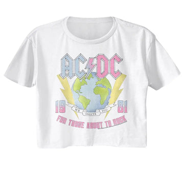 Acdc-Acdc Earth For Those About To Rock-White Ladies Festival Cali Crop-S - White