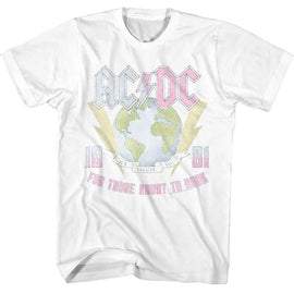 Acdc-Acdc Earth For Those About To Rock-White Adult S/S T-Shirt - White